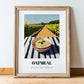 Oatmeal – Hilltop Table Scene, American Food Wall Art, in wooden frame leaning on the floor