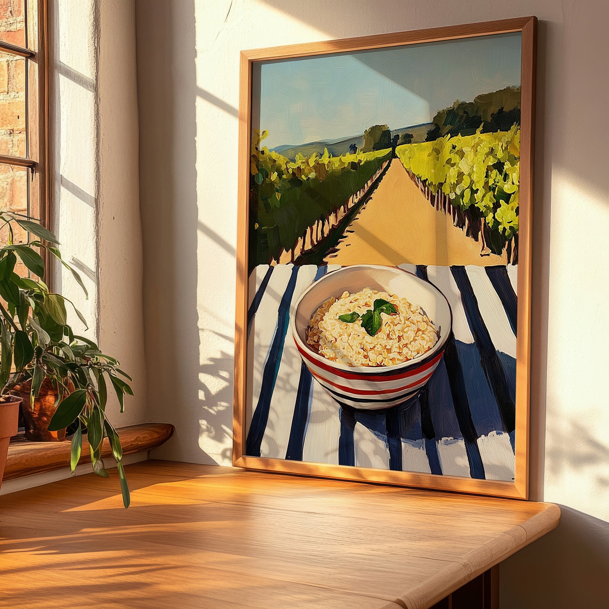 Oatmeal – Hilltop Table Scene, American Food Wall Art, clean layout with no caption
