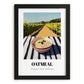 Oatmeal – Hilltop Table Scene, American Food Wall Art, in sleek black frame