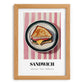 Sandwich – on Striped Tablecloth, British Food Still Life, set in oak frame