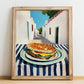 Sandwich – White village Urban Café Scene, British Food Painting, no-text version framed in wood
