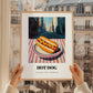 Hot Dog – New York Street Café Scene, American Food Still Life, styled in a charming Paris street view