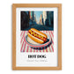 Hot Dog – New York Street Café Scene, American Food Still Life, set in oak frame