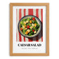 Caesar Salad – on Striped Tablecloth, American Food Wall Decor, set in oak frame