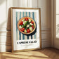 Caprese Salad – on Striped Tablecloth, Italian Food Print