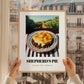 Shepherd’s Pie – Hillside Café View, British Food Painting, styled in a charming Paris street view