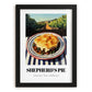 Shepherd’s Pie – Hillside Café View, British Food Painting, in sleek black frame