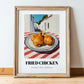 Fried Chicken – White village Urban Café Scene, American Food Poster, in wooden frame leaning on the floor