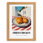 Fried Chicken – White village Urban Café Scene, American Food Poster, set in oak frame
