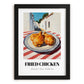 Fried Chicken – White village Urban Café Scene, American Food Poster, in sleek black frame
