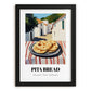 Pita Bread – White village Café on the Corner, Greek Food Illustration, in sleek black frame