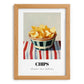 Chips – on Striped Tablecloth, American Food Print, set in oak frame