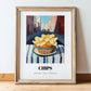 Chips – New York Urban Café Scene, American Food Still Life, in wooden frame leaning on the floor