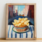 Chips – New York Urban Café Scene, American Food Still Life, no-text version framed in wood