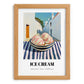 Ice Cream – White village Café on the Corner, American Ice Cream Wall Decor, set in oak frame