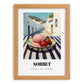 Sorbet – White village Urban Café Scene, French Ice Cream Illustration, set in oak frame