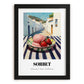 Sorbet – White village Urban Café Scene, French Ice Cream Illustration, in sleek black frame
