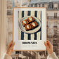 Brownies – on Striped Tablecloth, American Dessert Illustration, styled in a charming Paris street view