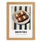 Brownies – on Striped Tablecloth, American Dessert Illustration, set in oak frame