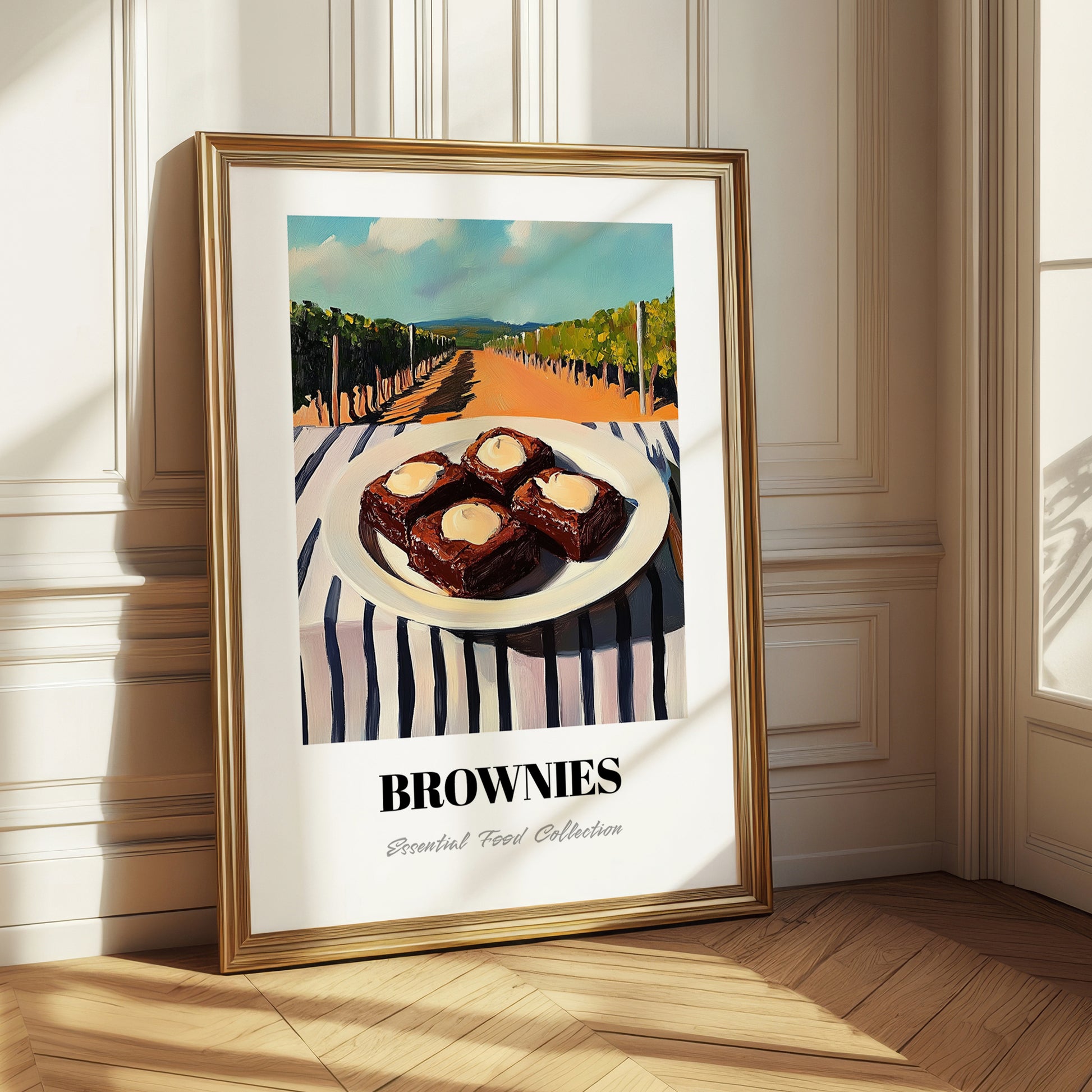 Brownies – Hilltop Café Scene, American Dessert Poster 