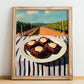 Brownies – Hilltop Café Scene, American Dessert Poster, no-text version framed in wood
