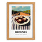 Brownies – Hilltop Café Scene, American Dessert Poster, set in oak frame