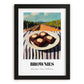 Brownies – Hilltop Café Scene, American Dessert Poster, in sleek black frame