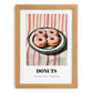 Donuts – on Striped Tablecloth, American Pastry Illustration, set in oak frame
