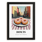 Donuts – New York Street Café Scene, American Pastry Print, in sleek black frame