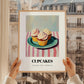 Cupcakes – on Striped Tablecloth, American Dessert Still Life, styled in a charming Paris street view