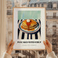 Pancakes With Syrup – on Striped Tablecloth, American Pastry Wall Decor, styled in a charming Paris street view