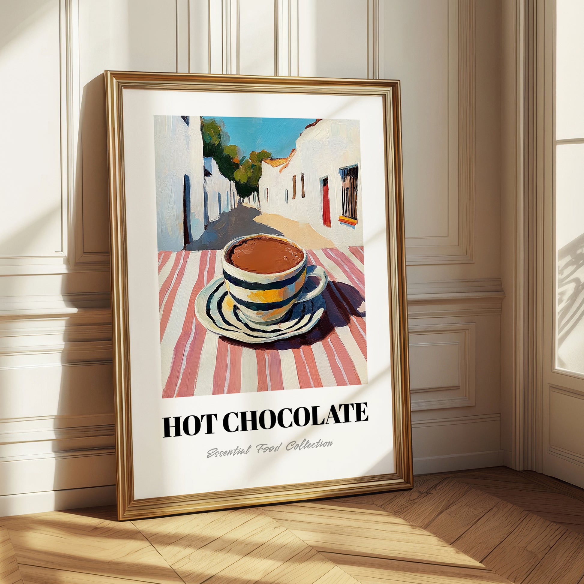Hot Chocolate – White village Café on the Corner, Swiss Drink Still Life 
