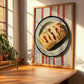 Ciabatta – on Striped Tablecloth, Italian Pastry Painting, clean layout with no caption
