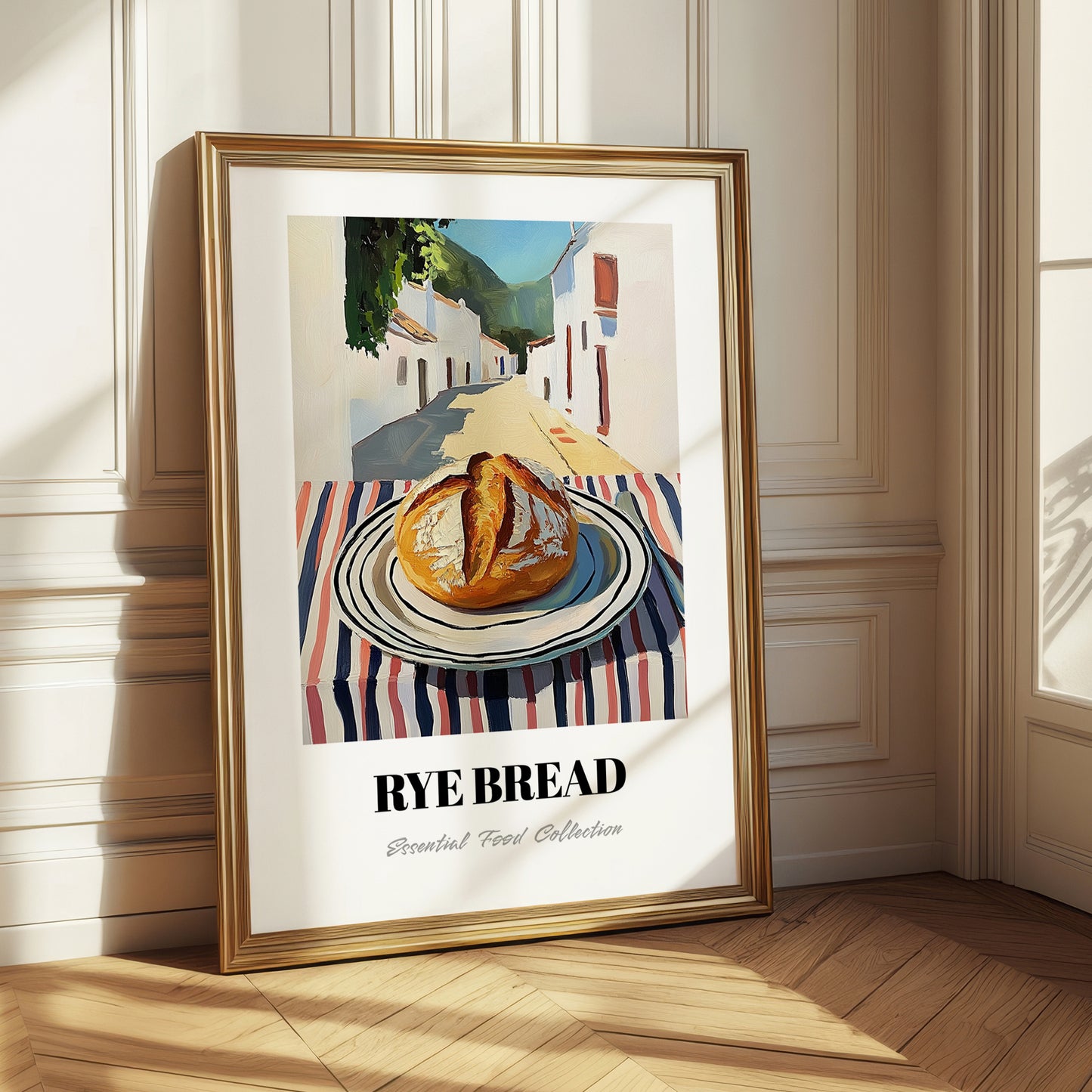Rye Bread – White village Urban Café Scene, German Food Poster