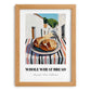 Whole Wheat Bread – White village Street Café Scene, American Food Wall Decor, set in oak frame