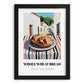 Whole Wheat Bread – White village Street Café Scene, American Food Wall Decor, in sleek black frame