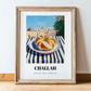 Challah – Jerusalem Skyline Scene, Jewish Food Illustration, in wooden frame leaning on the floor