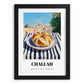 Challah – Jerusalem Skyline Scene, Jewish Food Illustration, in sleek black frame