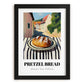 Pretzel Bread – German village Street Café Scene, German Pastry Wall Decor, in sleek black frame