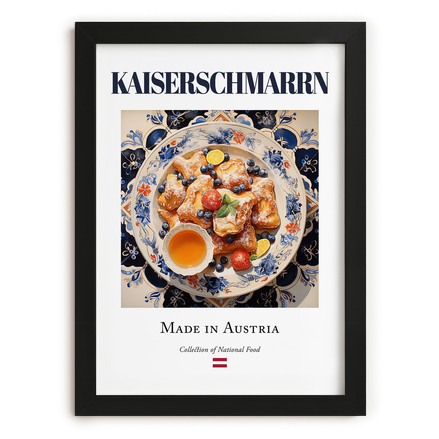 Kaiserschmarrn – Austrian Dessert Dish, Bistro Poster, in sleek black frame