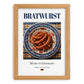 Bratwurst – German Meat Dish, Café Wall Decor, set in oak frame