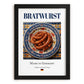 Bratwurst – German Meat Dish, Café Wall Decor, in sleek black frame
