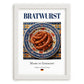 Bratwurst – German Meat Dish, Café Wall Decor, placed in minimal white frame