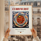 Currywurst – German Meat Dish, Food Bar Wall Art, styled in a charming Paris street view