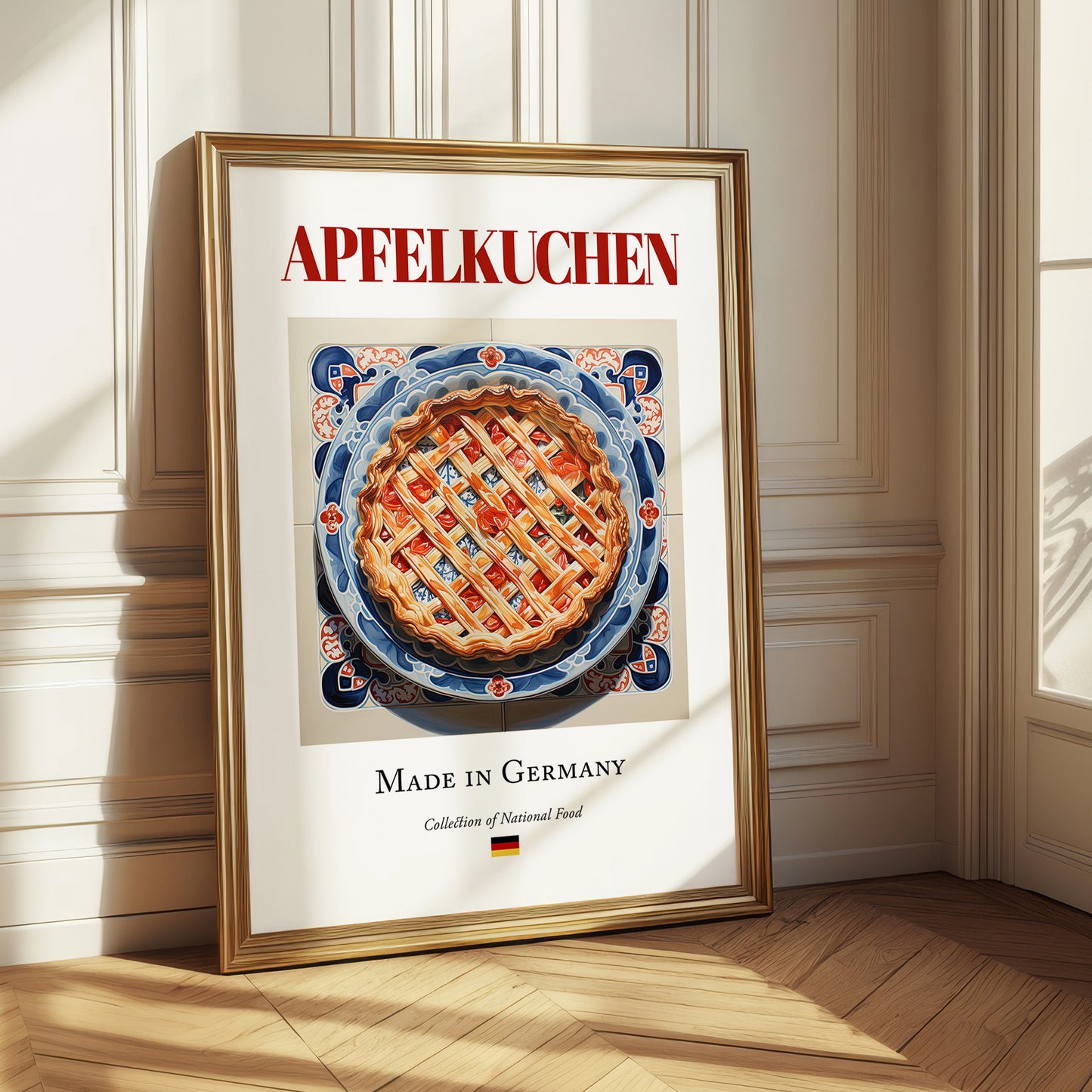Apfelkuchen – German Dessert Dish, Farmhouse Kitchen Wall Art