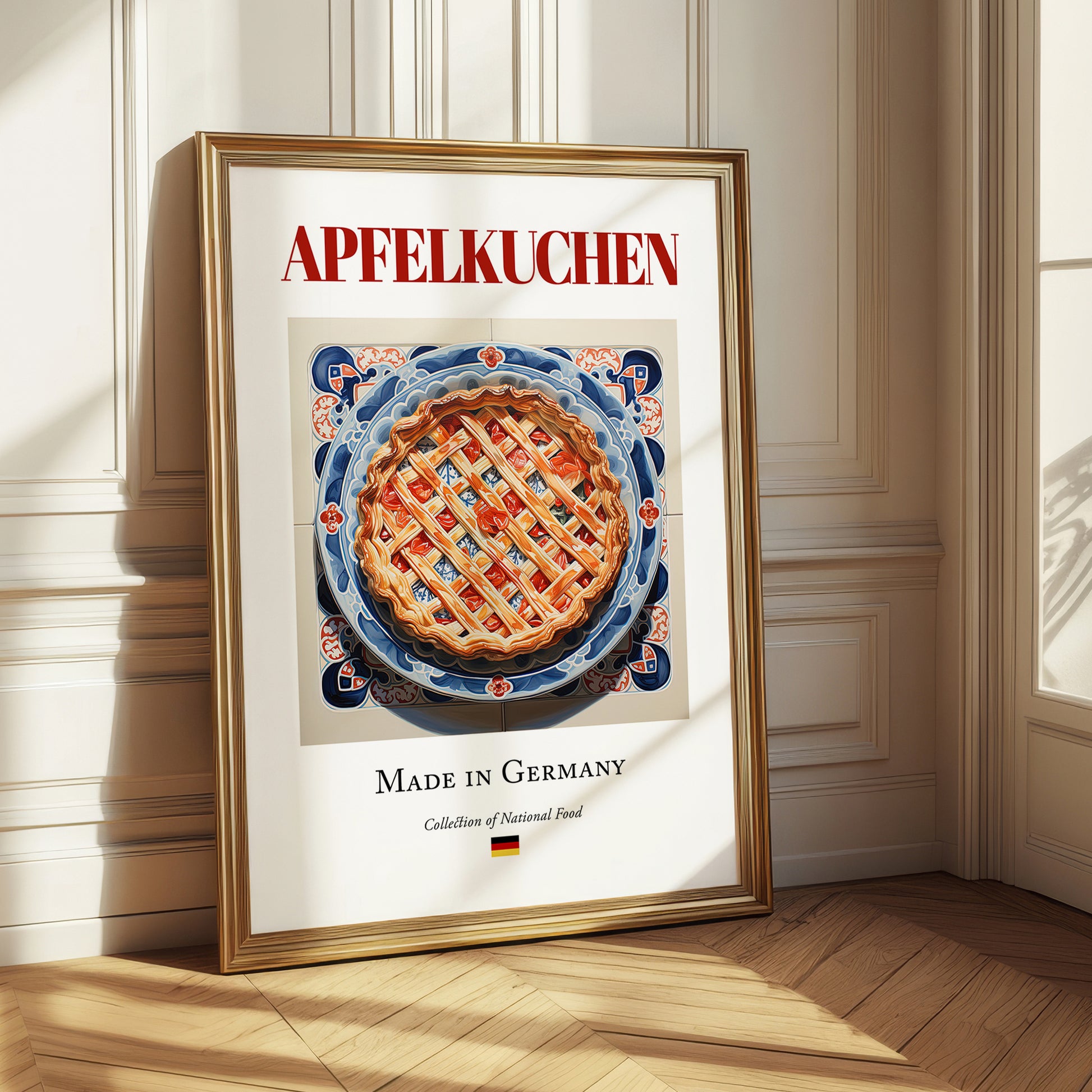 Apfelkuchen – German Dessert Dish, Farmhouse Kitchen Wall Art