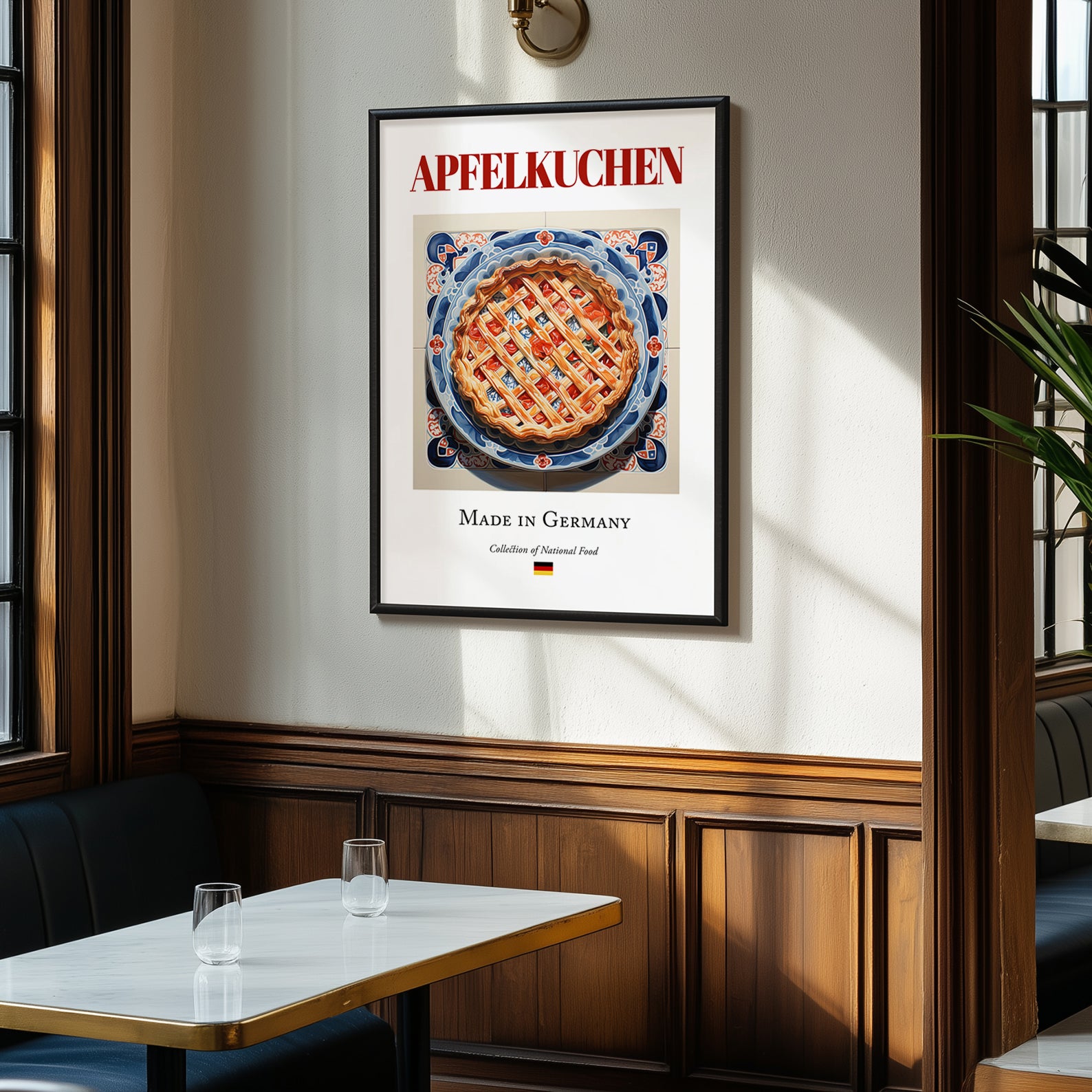 Apfelkuchen – German Dessert Dish, Farmhouse Kitchen Wall Art, clean layout with no caption