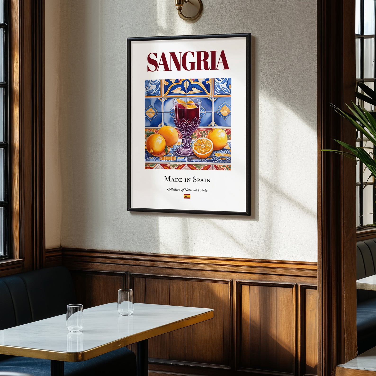 Sangria – Spanish Beverage Drink, Rooftop Terrace Poster, clean layout with no caption