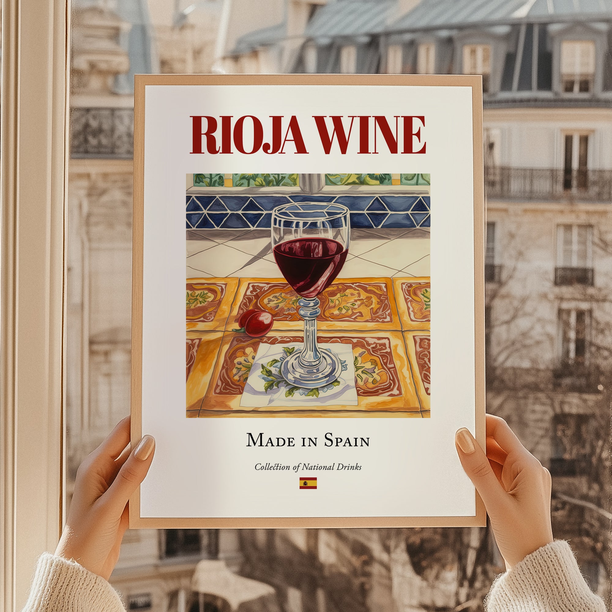 Rioja wine – Spanish Red Wine, Tasting Room Poster, styled in a charming Paris street view