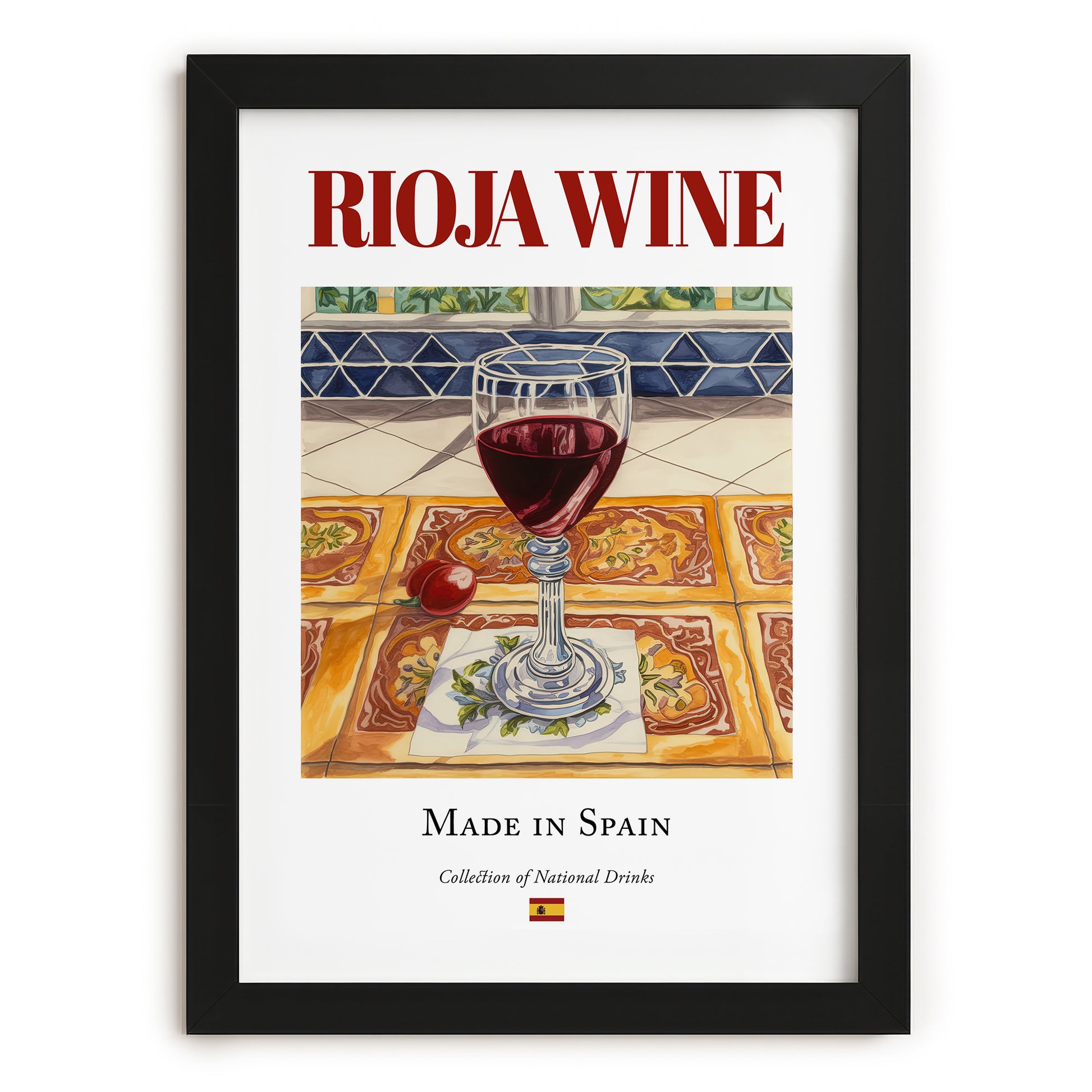 Rioja wine – Spanish Red Wine, Tasting Room Poster, in sleek black frame